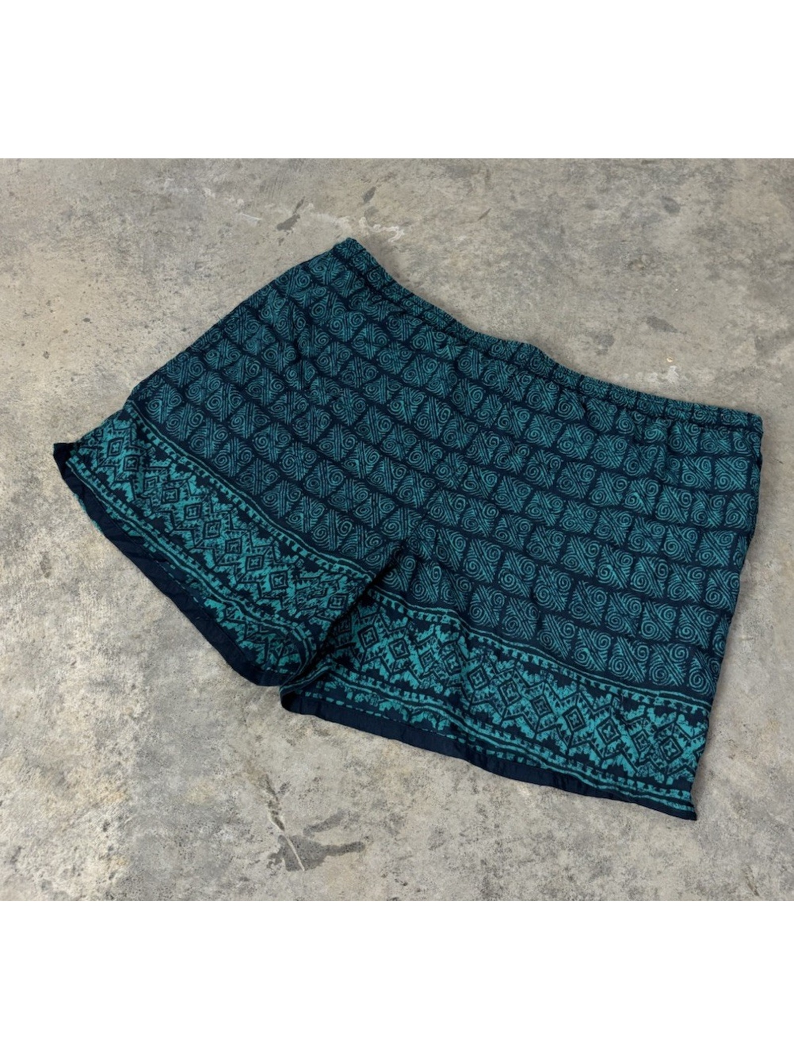 Vintage 90s Swim Trunks Mens Extra Large Blue Tribal Aztec Print